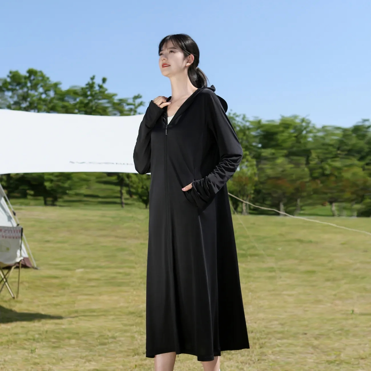 have Lens Sun Protection Clothing Womens Long Summer Full Body Anti UV Ice Silk Breathable Thin Loose Long Sleeved Jacket Pink: black