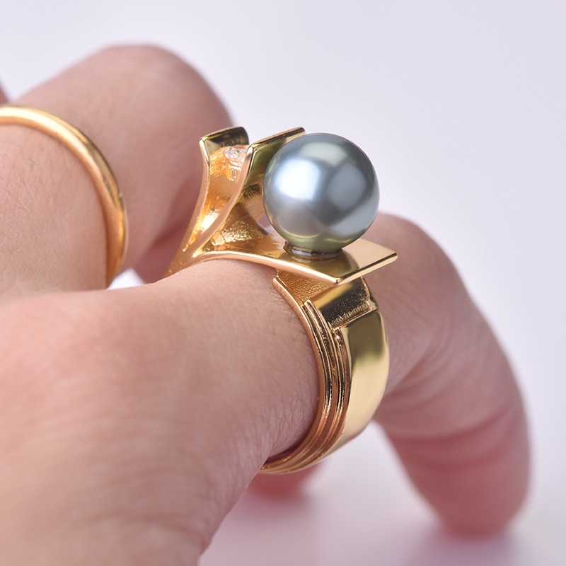 925 Silver with Pearl Diamond Ring for Women silver 925 Jewelry Pearl Topaz Gemstone Bizuteria bague diamant 14k gold ring