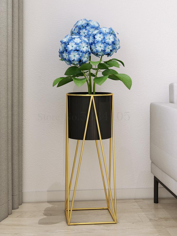 Europeisk stil enkel smidesjärn blomma stativ blomma hylla inomhus vardagsrum golvstående grön förföljande grön växt s