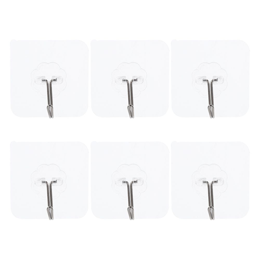 Ganchos transparentes para puerta y pared, colgadores autoadhesivos fuertes, soporte de cocina para el hogar, ventosa de carga pesada, multiusos, 6 piezas: Default Title