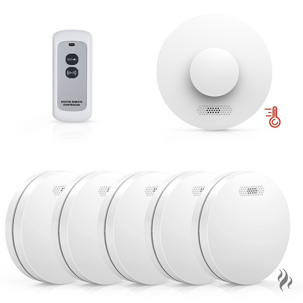 CPVAN Wireles Interlinked Smoke and Heat Alarms with Remote Controller Fire Alarms for Scotland's Smoke Detector Legislation