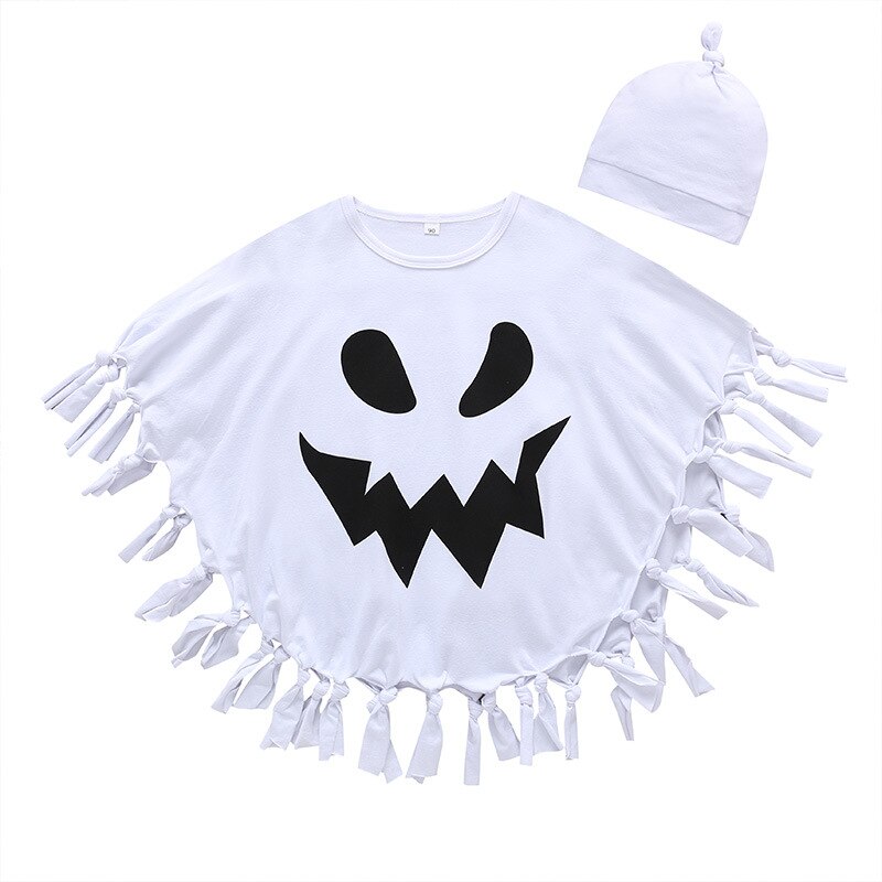 Toddler kid baby piger drenge halloween kostumer hvid spøgelse kappe + cap tøj hvid halloween børn kappe 1-5 år: 120
