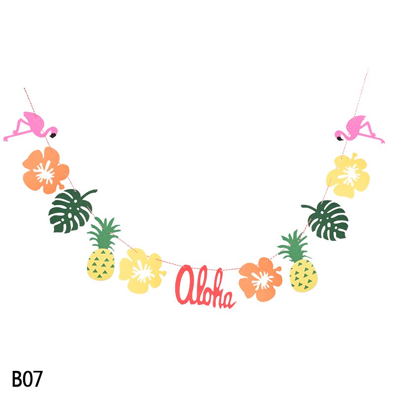 Sommer hawaiian aktuel flamingo ananas blade krans hængende bunting banner bryllupsfest baby shower foto prop dekoration: B07