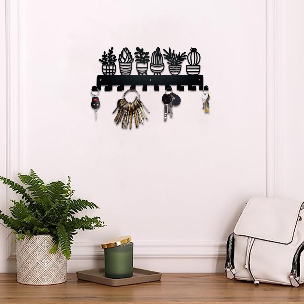 Ganchos de Metal para pared, soporte para llaves, plantas en macetas, ganchos decorativos, colgadores de estante montados en la pared con 10 ganchos para llaves
