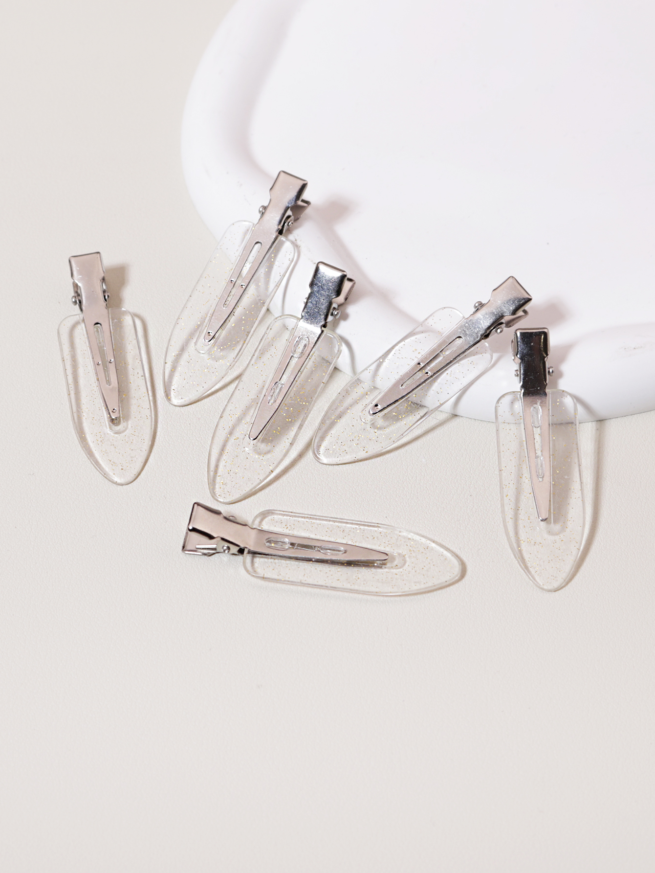 6-delige naadloze haarclips zonder buigen, zijstaven, make-up en gezichtsaccessoires, styling haarclips voor dames: WHITE