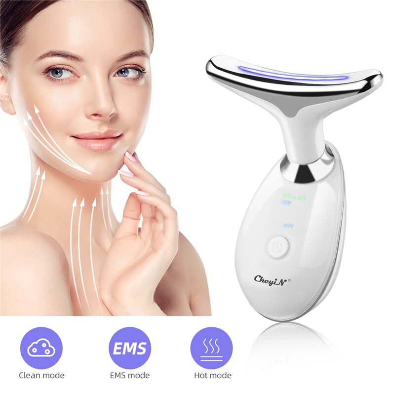 Ckeyin hals ultraljud lyft massageapparat ansiktsbehandling joniskt öga ansiktsvibration anti skrynkla åtstramande ögon huduppvärmning massagemaskin