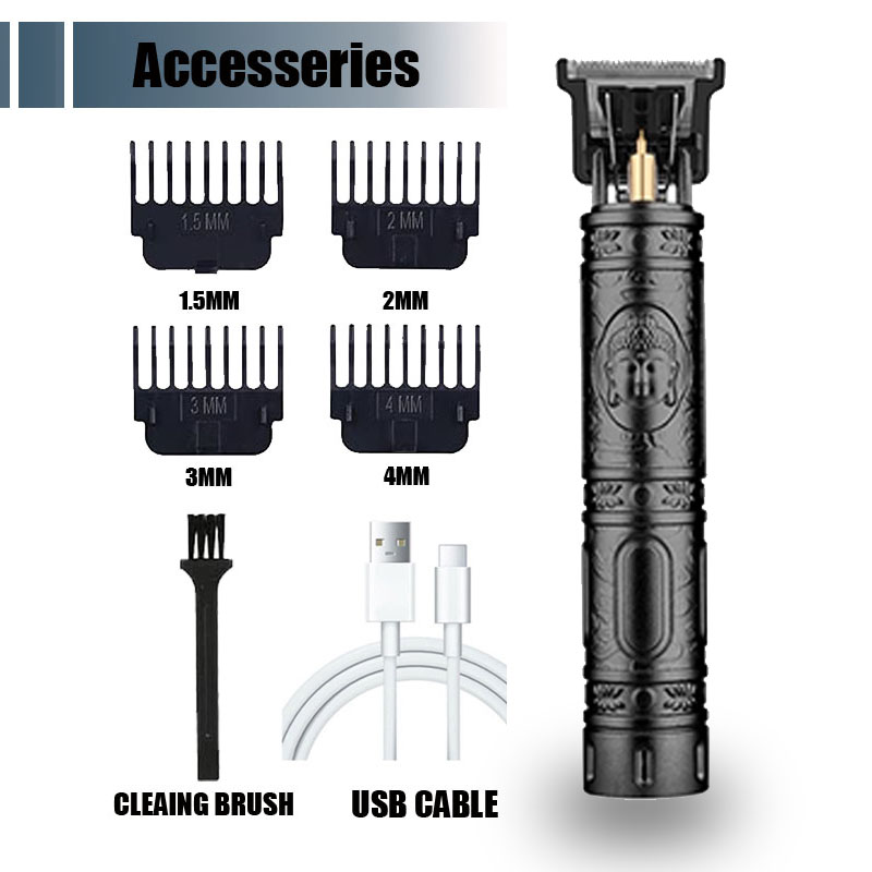 Cortadora de pelo eléctrica T9, recortadora de barba inalámbrica USB, Kit de aseo, Máquina para cortar cabello para estilistas: Borgoña