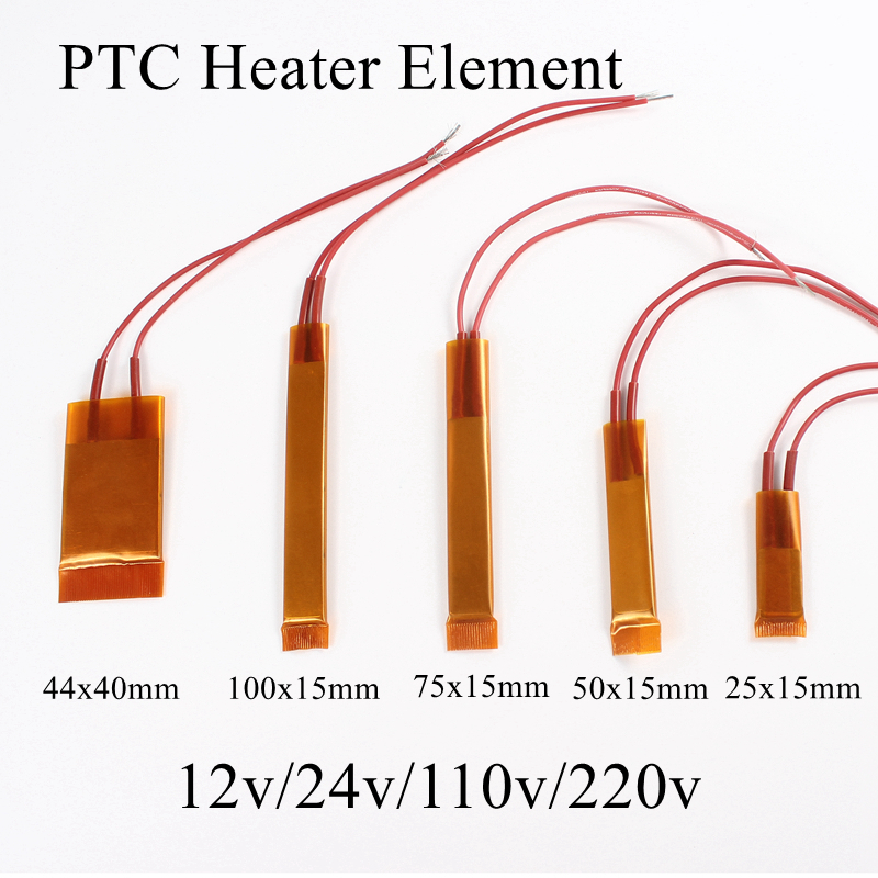 50x15mm 12V 220V PTC Heating Element Constant Thermostat Insulated Thermistor Ceramic Air Heater Plate Fan Heat Film 12 100 220