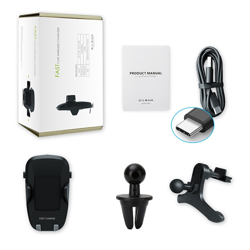Qi Fast Wireless Charger Air Vent Car Phone Holder For iPhone 11 Pro Max Samsung S10 Plus S9 Note 10 9 Car Wireless Charging Pad