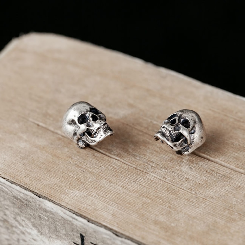925 Sterling Silver Skull Stud Earrings Women Earrings Gothic Party Wedding Jewelry for Girls Women Jewelry Punk Earrings