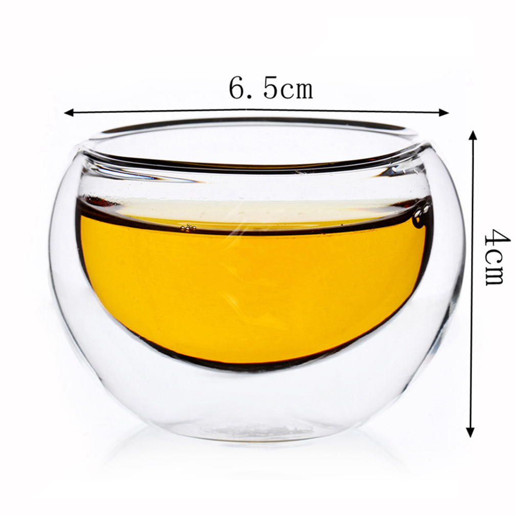 50ml dubbla vägglager glaskopp kaffe kung fu tekoppar glas frukt juice kaffekannor öl set klar liten handhållen