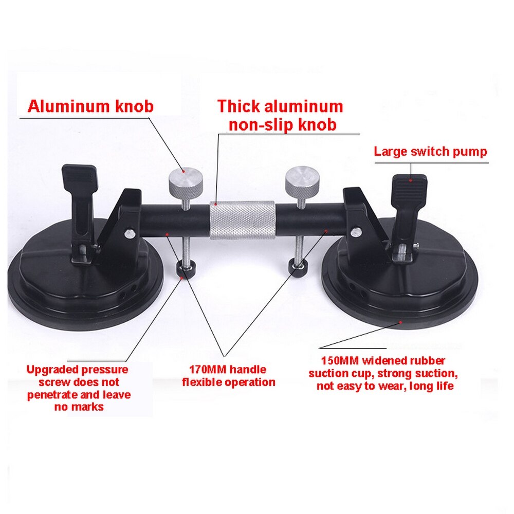 Vacuum Suction Cup Glass Lifter Ceramic Tile Carrier Sucker Plate Horizontal Suction 150KG Max Marble Granite Floor Lifting Tool