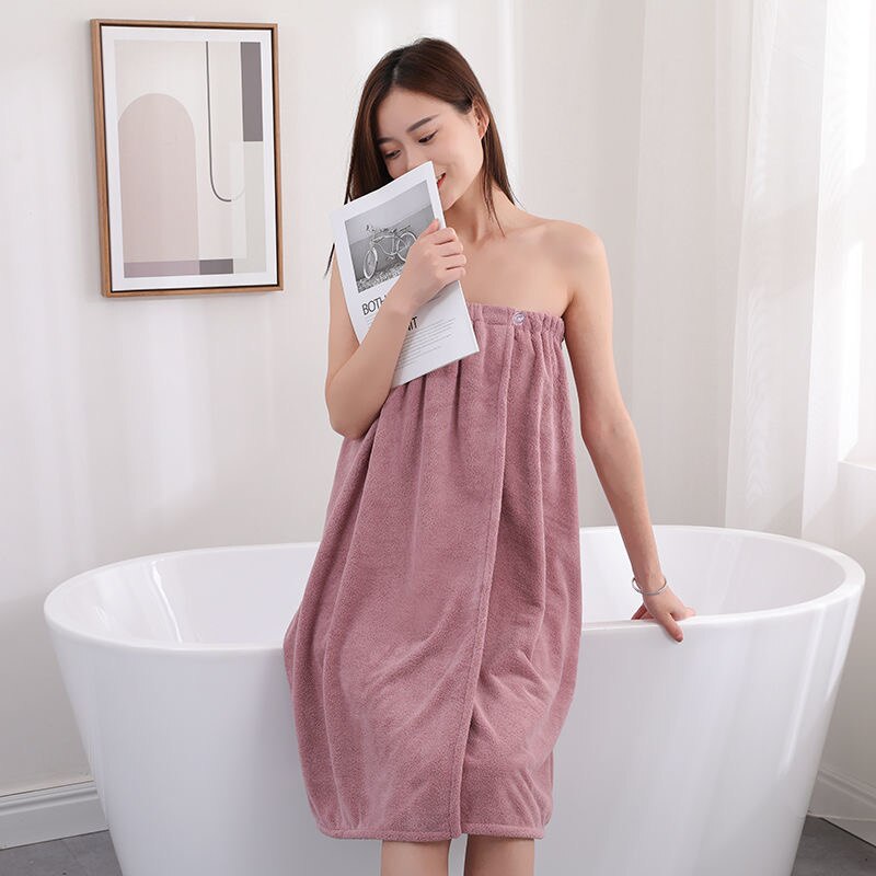 1Set Chic Bath Towel Wearable Towel Superfine Fiber Solid Color Soft and Absorbent Cleaning Plain Towel Hotel Home Bathroom: 04 bathrobe
