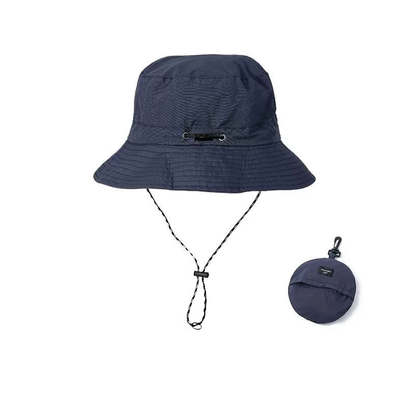 Chapeau seau d'extérieur, casquette tout-en-un pliable et à séchage rapide pour la pêche, la randonnée, le sport, de voyage compacte 4 saisons avec cordon de serrage: BLEU CIEL