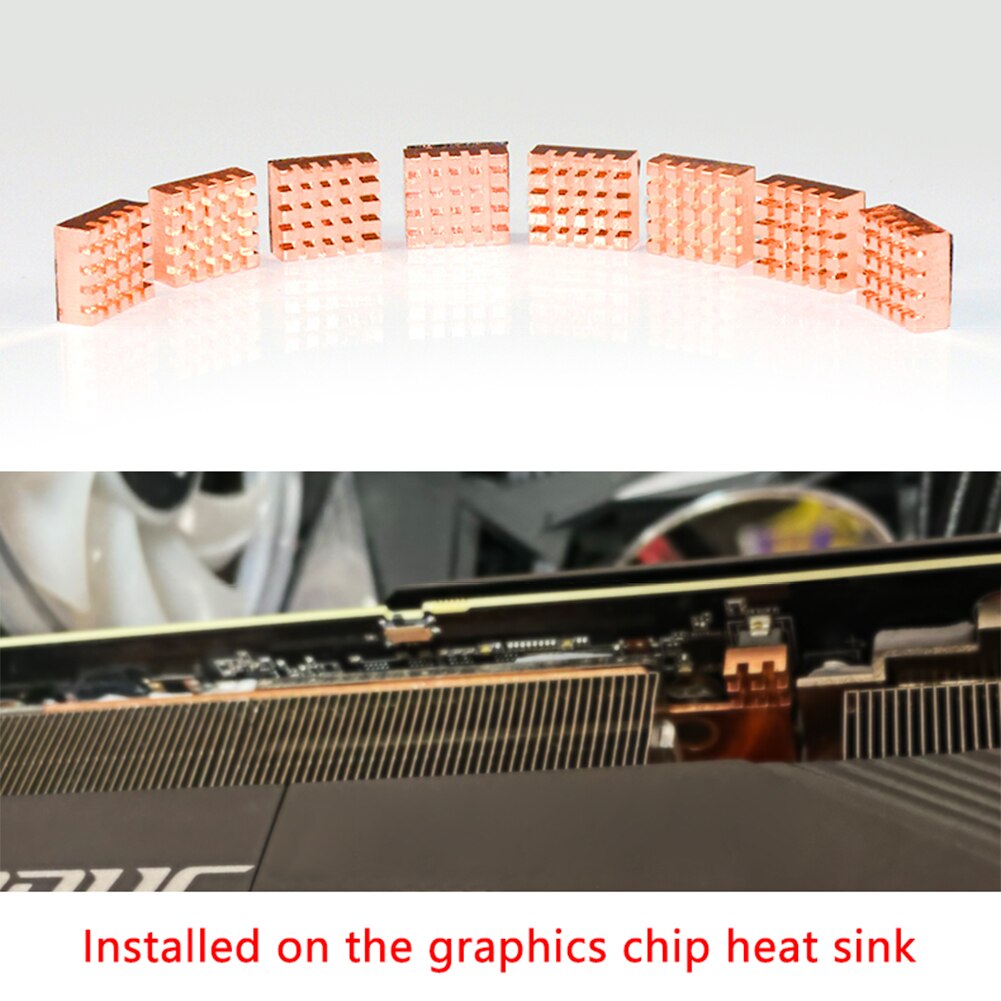 8Pcs Mini Laptop Graphics Card Computer Pure Copper Heatsink Cooler Heat Sink PC Graphics Card Memory Radiator