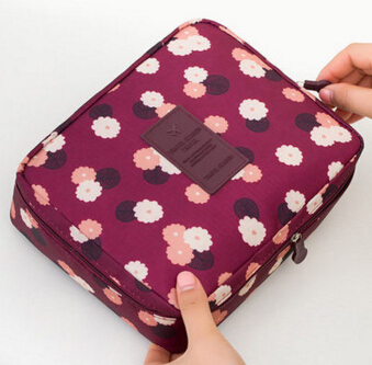 FLYING BIRDS Cosmetic case Makeup bag wash bag Women portable Bag toiletry Storage waterproof Travel Bags LS8973 LM4092fb: wine red flower