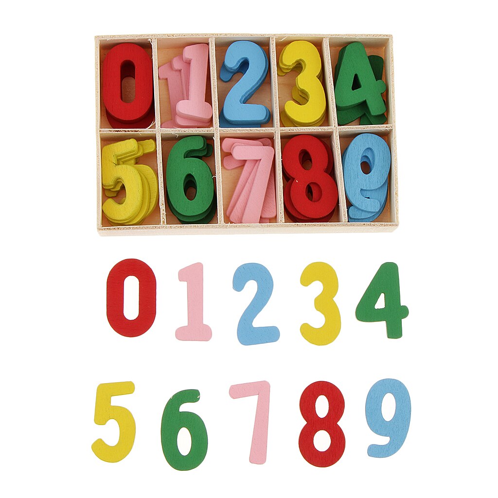 60 Pieces Colorful Wooden Number for Kids Early Learning Educational ...