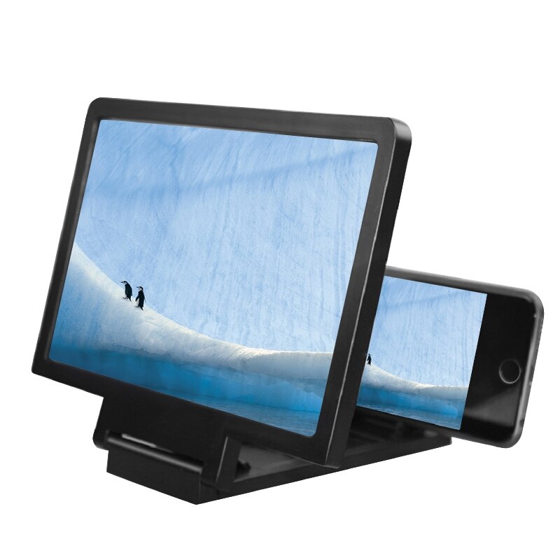 3D Screen Amplifier Mobile Phone Magnifying Glass HD Stand for Video Foldable Cell Phone Stand Holder Eyes Protector: black