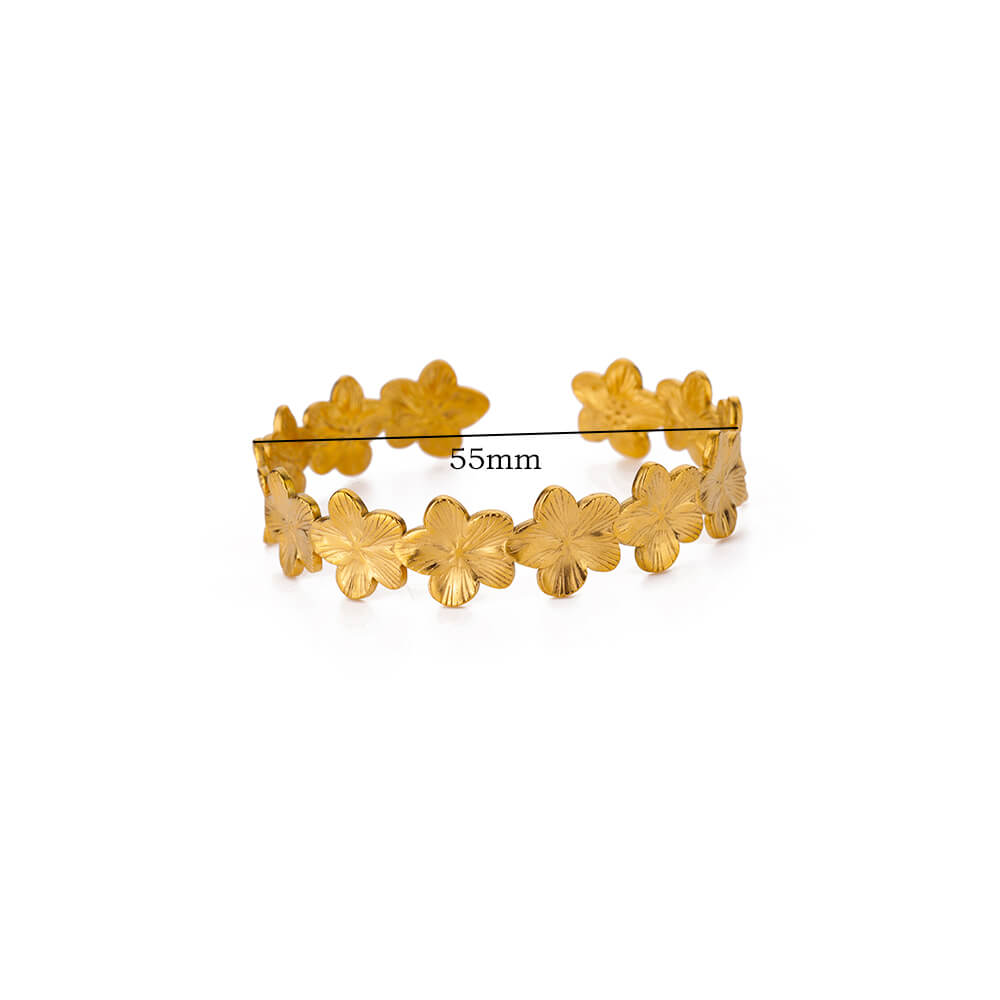 Bracelet manchette Vintage à fleurs pour femmes, couleur or, en acier inoxydable, moulage esthétique, bijoux de poignet pour Couple