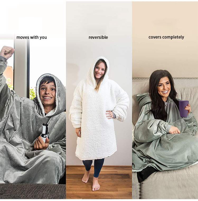Super Weiche mikrofaser Plüsch Korallen Vlies Sherpa Decke Mit Ärmeln schräg Kleid Bademantel Sweatshirt zur Seite fahren TV Vlies Decke