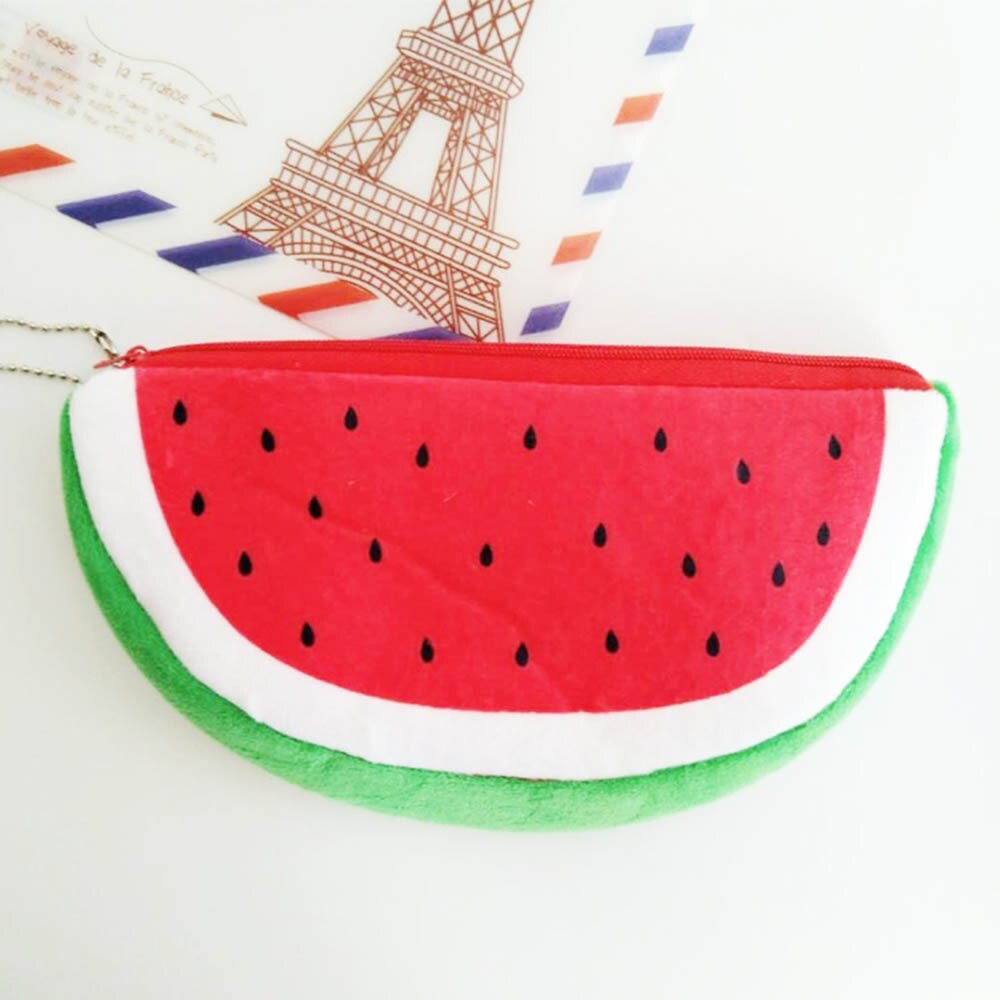 Cute Fruit Watermelon Cactus Plush Pencil Case Cosmetic Bag Pen Box for Girls Stationery Pouch School Office Supplies: Burgundy