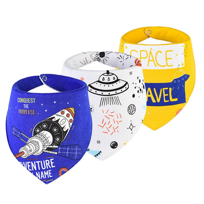 Slabbers Waterdicht voor 0-2 Jaar Oud 3 stuks/set Katoen Bandana Accessoires 3 lagen Cartoon Print Baby Driehoek handdoek