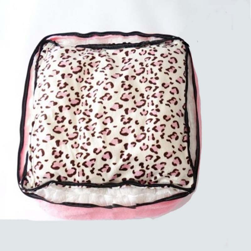 Korea stil prinsesse hund kat seng lyserød leopard kæledyr hus sovepose hundeseng med pude hvalpepude kennel sofa cama perro