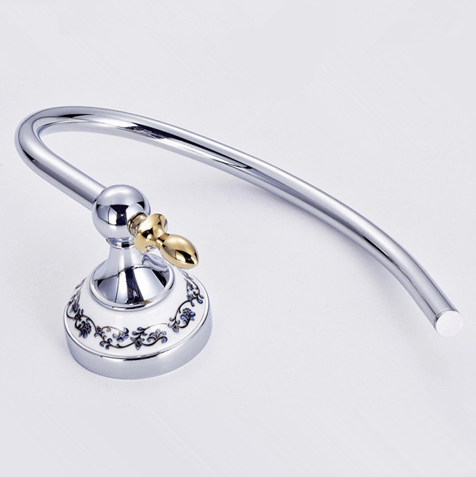 Toalleros de Metal cromado para baño, soporte de barra de toalla, perchas de almacenamiento, accesorios de cerámica montados en la pared, 6707