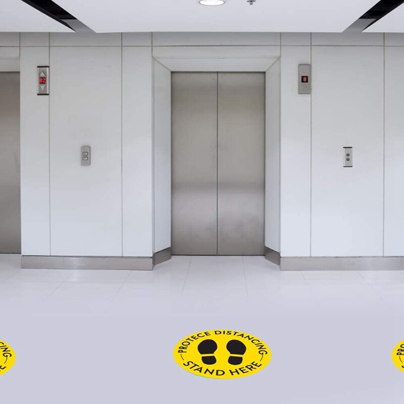 10Pcs Anti-Slip Sociale Distantiëren Floor Decal Sticker Ronde Sticker Voeten Vloer Teken Voor Outdoor Winkel Floor