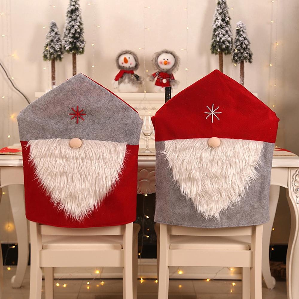 Kerst Stoel Cover Hoed Stoel Cover Kerstman Xmas Keuken Tafel Stoel Party Diner Stoelhoezen Decoraties, 1PCS