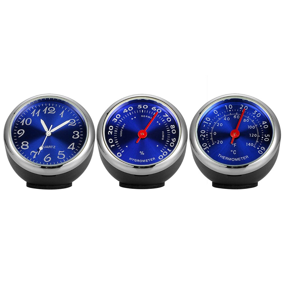 Termómetro Digital para coche, higrómetro, tablero de instrumentos, reloj electrónico Universal, adornos interiores para coches, 3 unids/set por juego: Azul