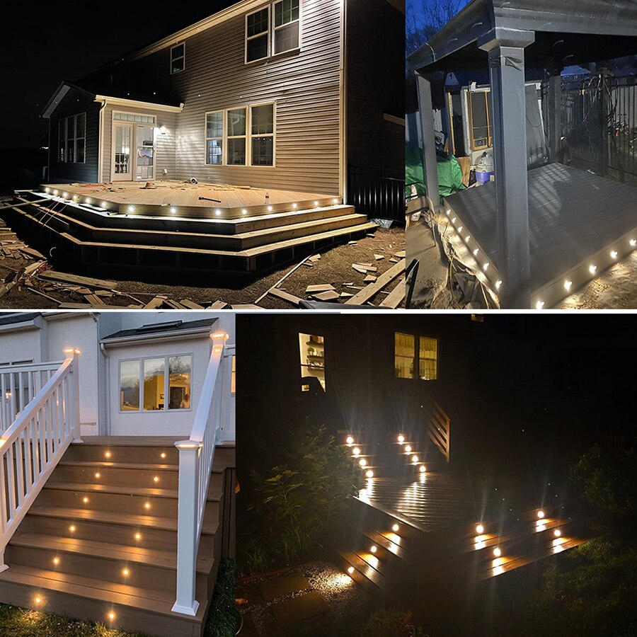 Recessed LED Deck Lights Kits 10/16 Pack Outdoor In Ground LED Deck Light Waterproof Low Voltage Landscape Step Stair Light