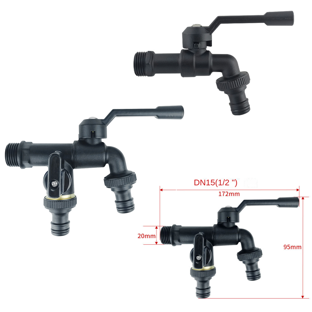 Grifo de manguera de jardín de latón negro, grifos anticongelantes para exteriores con salida doble para lavadora, grifo exterior de 3/4 pulgadas, jardín