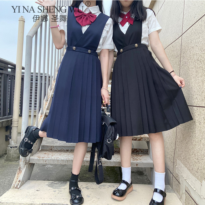 Frauen Japanischen Kurzarm JK Kleid Mädchen Gurt Kleid JK Hochschule hoch Schule Uniform Class Uniform Studenten Kleidung 2 Farben