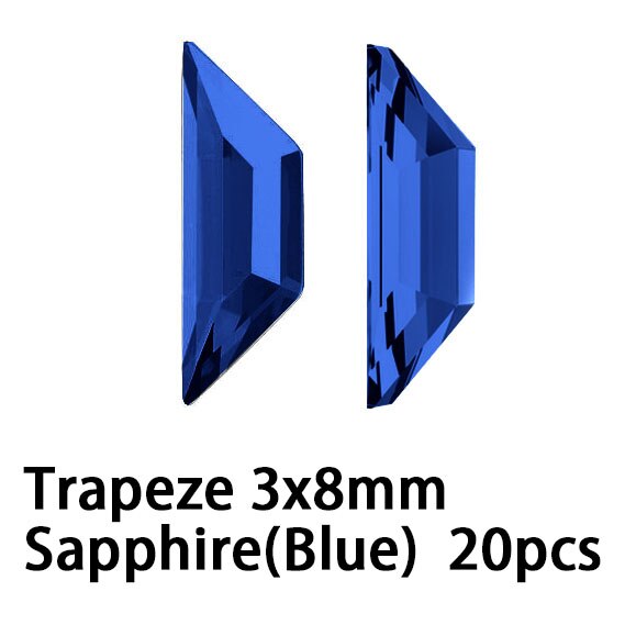 Warovsky-piedras para decoración de uñas, 20 Uds., Multicolor, trapecio 3D Strass 2772, gemas, diamantes de imitación, joyería para uñas: 3x8mm Blue