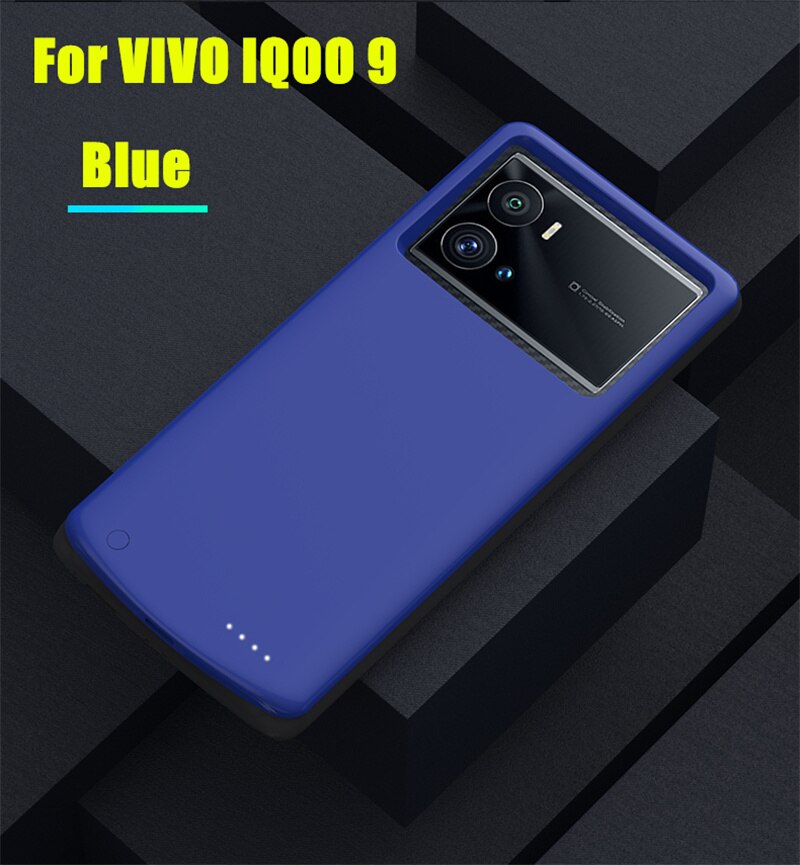 Portable Power Bank Case For VIVO IQOO 9 9 Pro Battery Charger Cases 6800mAh External Charging Battery Powerbank Shockproof Case: IQOO 9 Blue