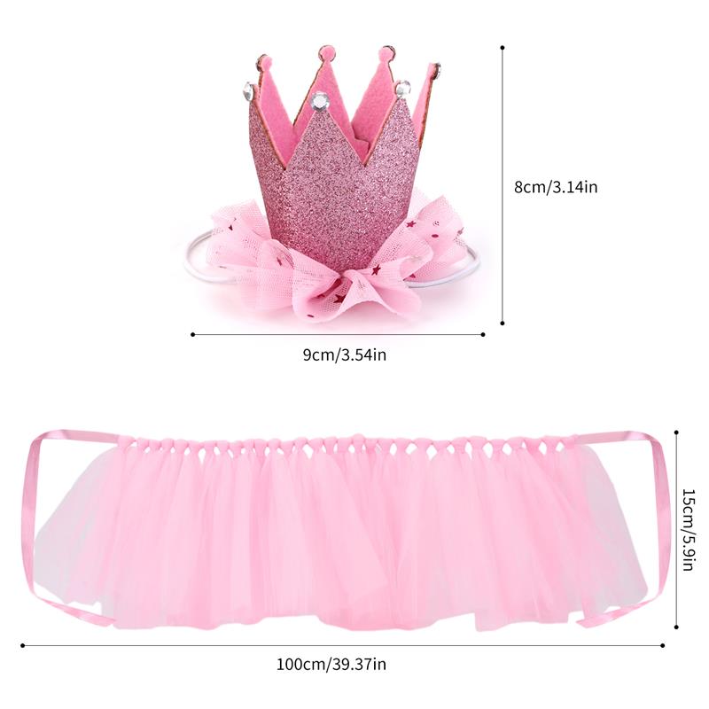 2 Stks/set Huisdier Tutu Rok Leuke Party Bubble Rok Pet Kostuum Rok Met Pet Crown Hoofdband Voor Verjaardagsfeestje Jurk