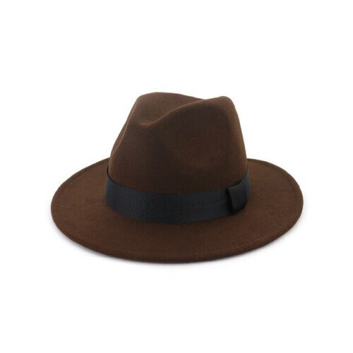 Ademend Effen Kleur Klassieke Zwarte Elastische Fedora Hoed Unisex Wolvilt Jazz Hoeden Mannen Vrouwen Brede Rand Panama Trilby cap: 03