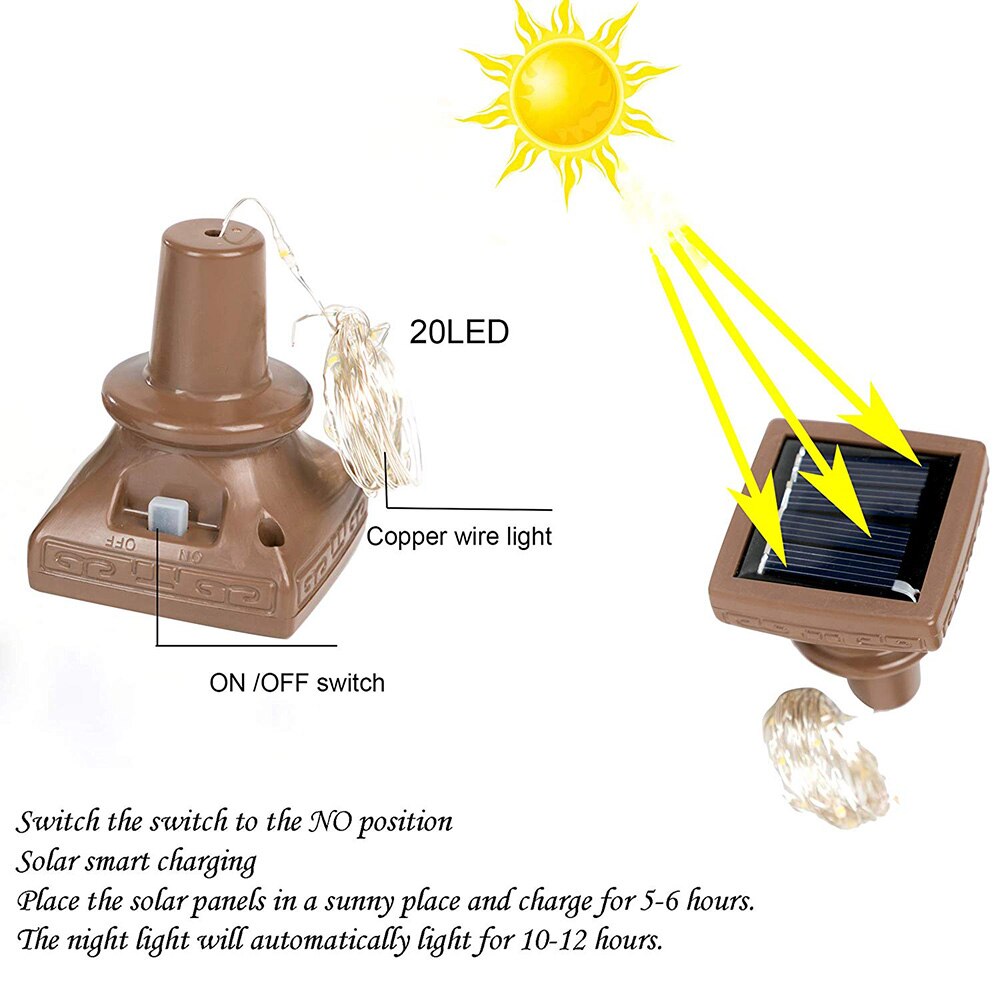 6 stk/parti 10/15/20 led solcelledrevne vinflasker kork lys krans gør-det-selv julesnore lys til halloween bryllup