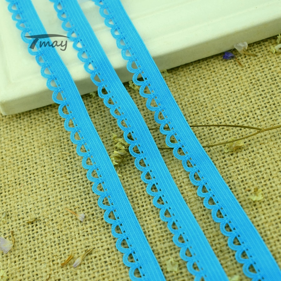 #213 blauwe kanten elastische banden 8 meter/lot versieren babykleding rokken ondergoed zachte tailleband haar elastieken broeken band