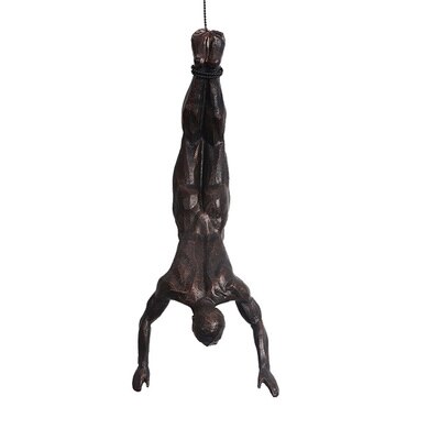 Industriell stil klättring man harts järn tråd vägghängande dekoration skulptur figurer retro staty dekor: Skriv en djup färg