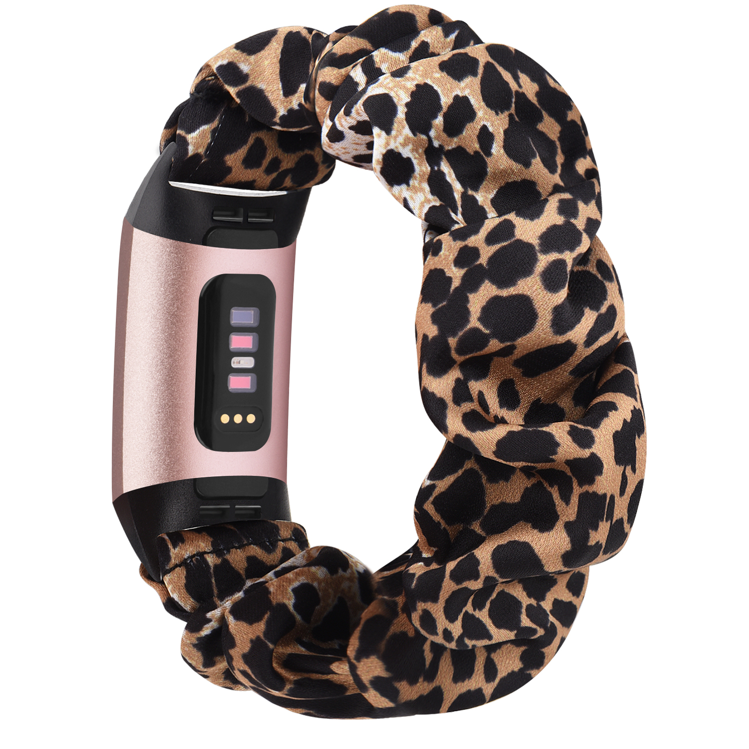 Nuovo cinturino elastico Scrunchie per Fitbit Charge 4 cinturino in tessuto a 3 cinturini cinturino per cinturino Fitbit Charge 3 4: Leopard / Size S