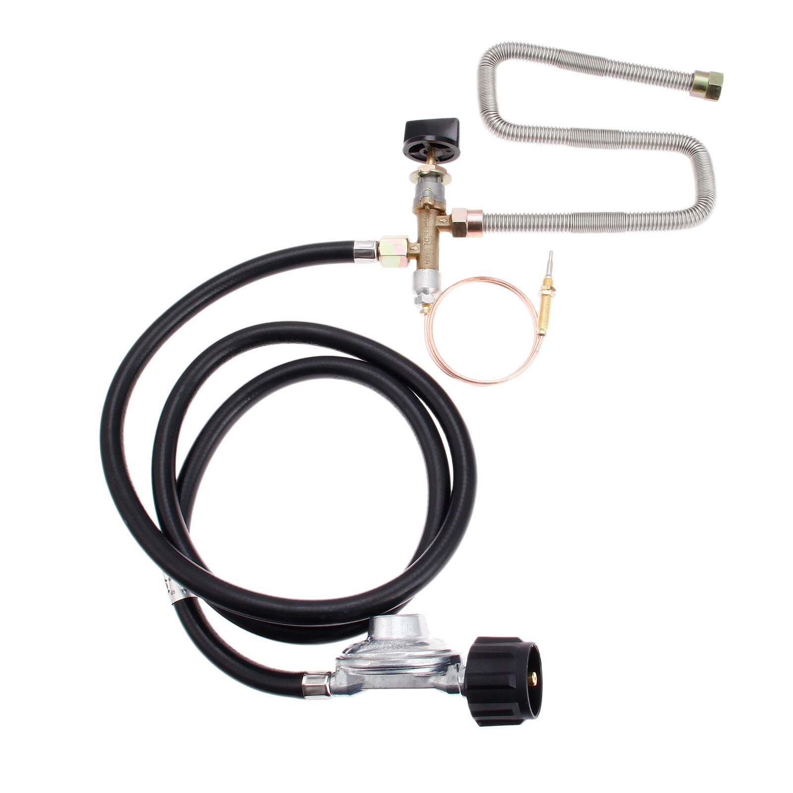 Propane Fire Pit Gas Control Valve System Regulator Kit With Hose 600mm Universal M8 Thermocouple 24inch Whister Free Flex Line