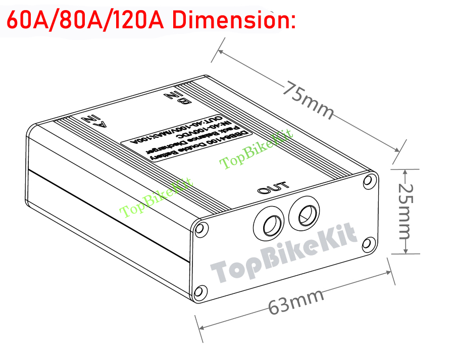 Ebike 20V-72V 60A/80A/120A Dual Batterie Entladung Konverter Anschluss Adapter Switcher Zwei Doppel Batterie symmetrische Entladung