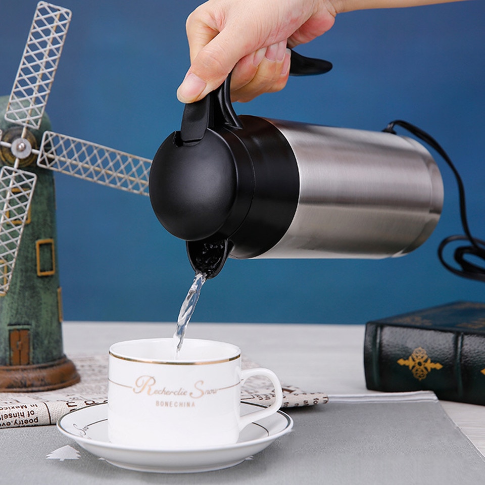 Auto Verwarming Cup Roestvrij Staal Cup Reiswaterkoker Voor Koffie Thee Verwarmde Mok Motor Water Draagbare Auto Cup accessoires