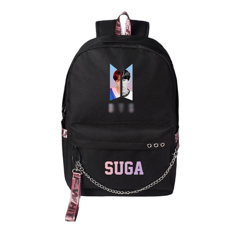 Sac à dos coréen sacs d'école pour filles garçons adolescent Cool personnalité Fans orchestre sac à dos pour adolescent filles USB Charge: SUGA