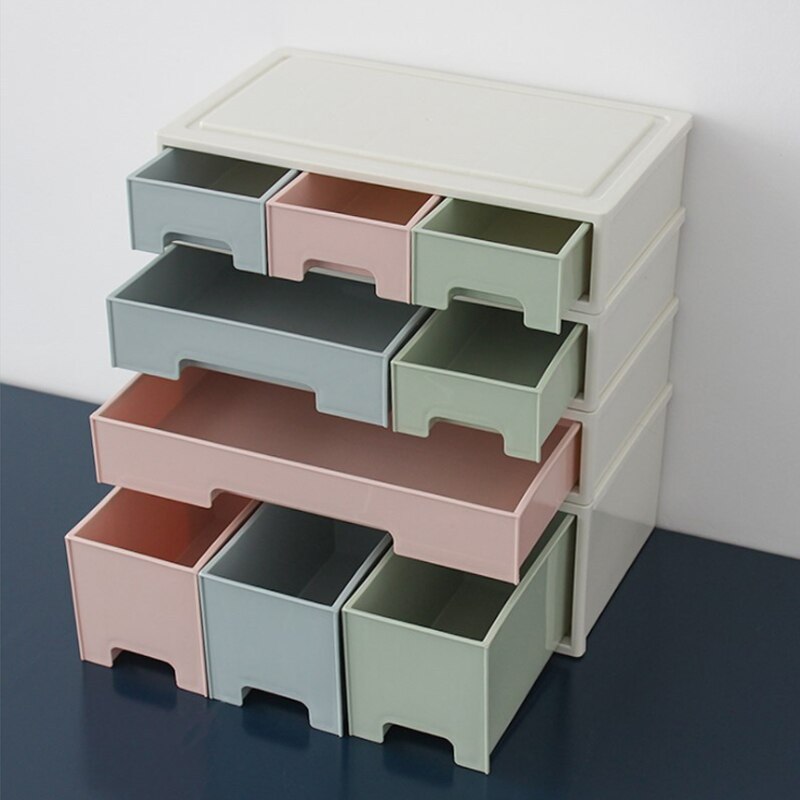 Syth skrivebord blank plast kosmetikk arrangør sminke oppbevaringsbokser søppel plast kosmetikk oppbevaringsboks mangfoldig kosmetisk arrangør