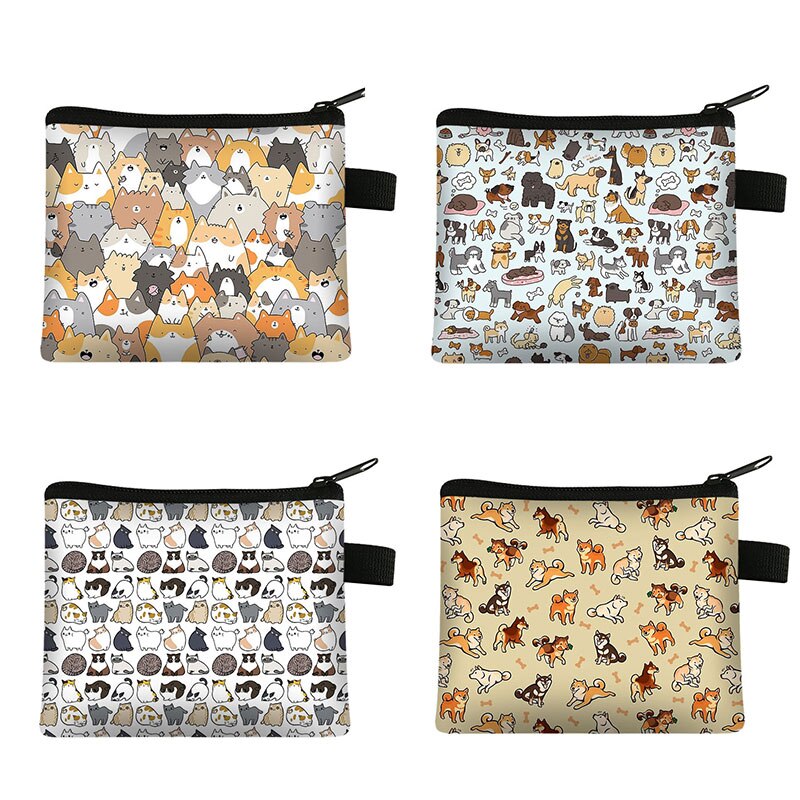 Niedlichen Kätzchen Katzen/Welpen Hunde Drucken Geldbörse für Teenager Kinder Schule Taschen Kinder Frauen Für Reise Tragbare Silber münze Tasche