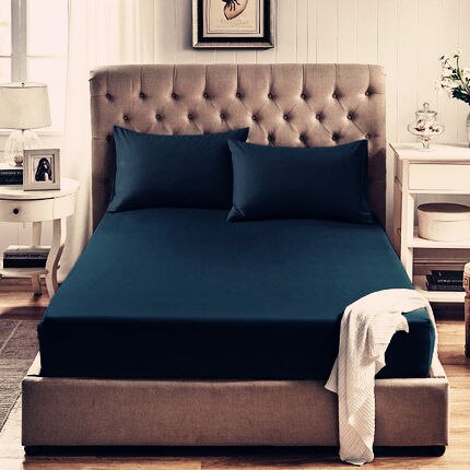 Hoeslaken Microfiber, Geborstelde Afwerking, Rimpel, Vervagen, Vlekbestendig, Een Gemonteerd Bed Sheet4: Marineblauw / 99x190cm