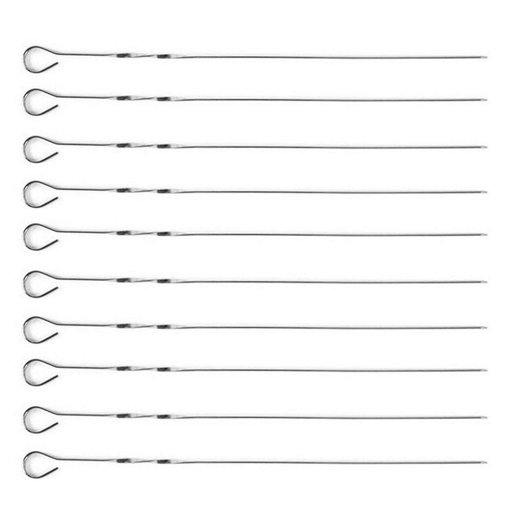 10PCS Flat pin Roasting needle Food Camping Picnic vegetable Needle BBQ Barbecue Steel Grilling Kebab Flat Skewers